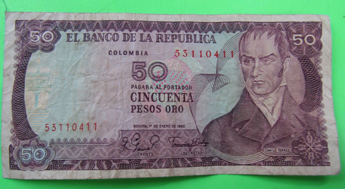 Colombia pesos oro 1980 - colombia,, oro,