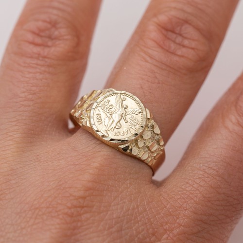 Anello signet nugget - in, oro