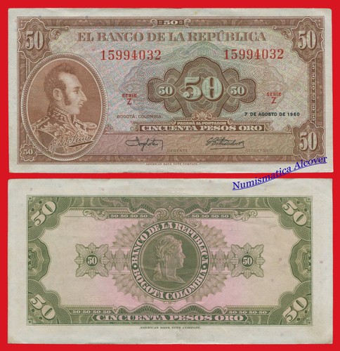 Colombia pesos oro 1960 - 50,