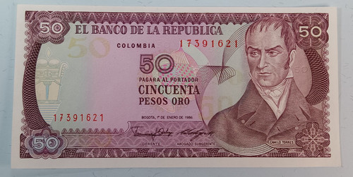 Colombia 1986 pesos - oro, unc