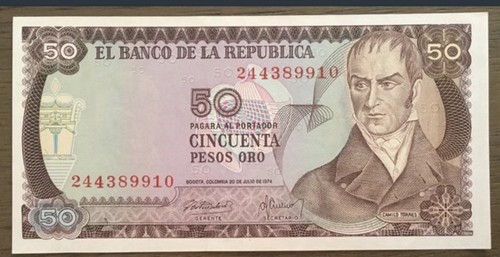 Billete colombia pesos de - pesos,
