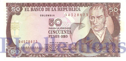 Colombia pesos oro 1980 - 50,